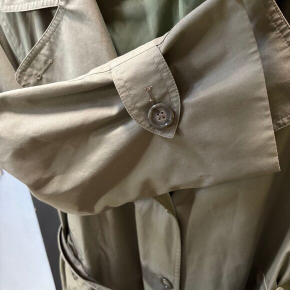 London Fog Towne Trench Coat in Khaki Green w/Sustainable Sashiko Mend 1X - Picture 9 of 12
